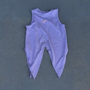 Nike Womens Purple Ribbed Tank Top Swoosh Small